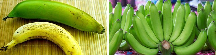 Меньше калорий в зеленом банане