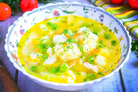 Куриный суп с цветной капустой Куриный суп с цветной капустой